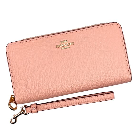 Coach Long Zip Around Wallet in Faded Blush Leather C3441 - Picture 1 of 4